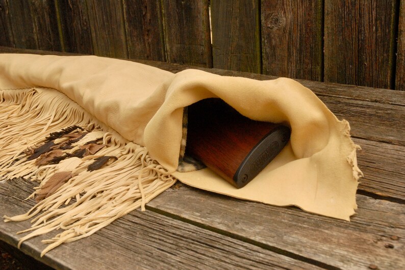 Leather Gun Case Deer Hunter Gift Long Gun Case Fringed Etsy