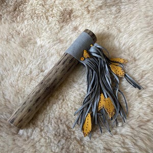 Rain Stick, Gray Rainstick, Tribal Rain Stick, fringe rain stick, sound healing, sound therapy