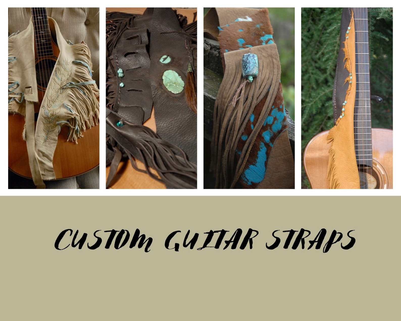 Custom Guitar Strap Leather Guitar Strap Fringed Guitar Etsy
