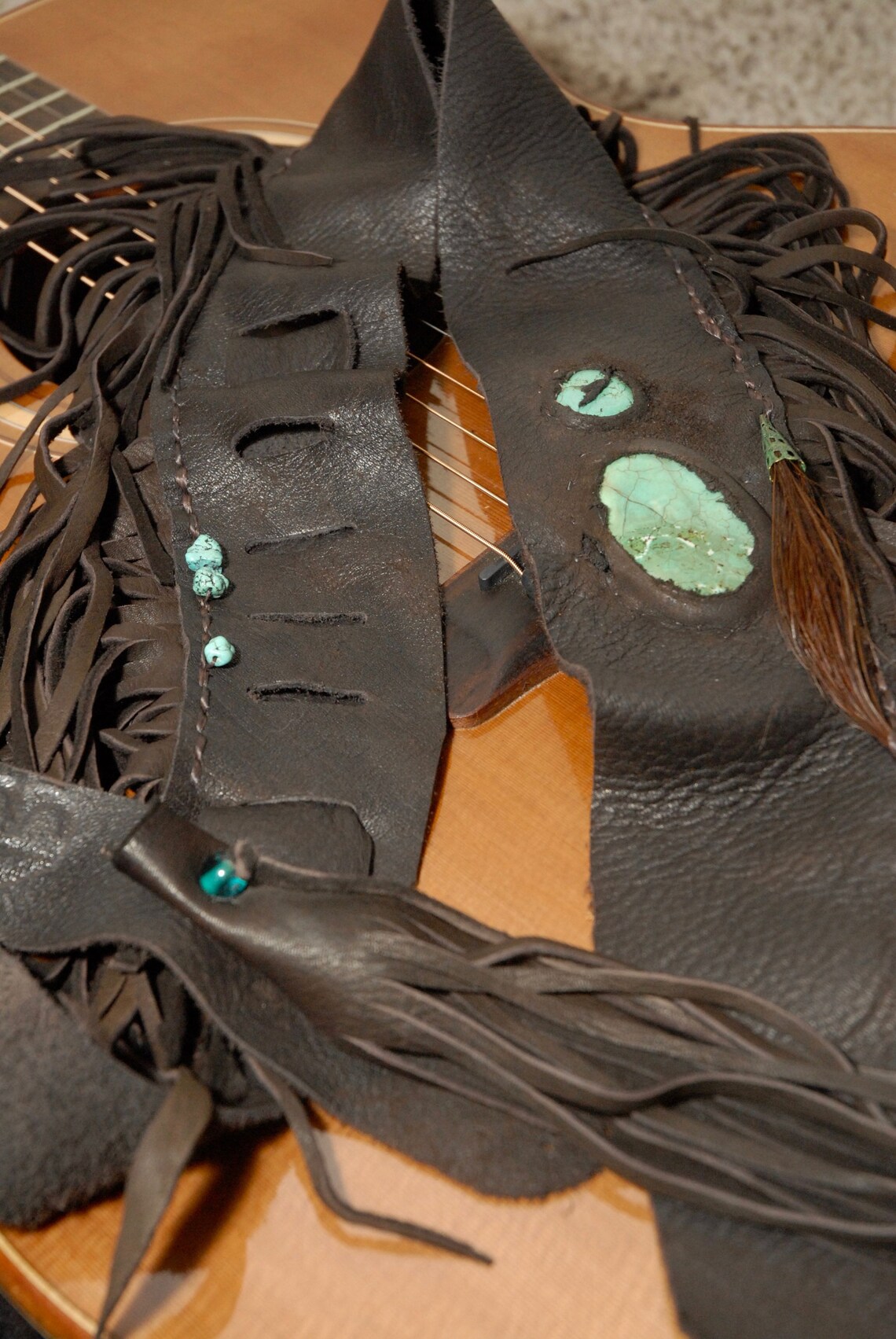 Custom Guitar Strap Leather Guitar Strap Fringed Guitar Etsy