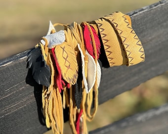 Flute Ties, Medicine Wheel Flute Ties, Flute wraps, Native American flute accessory, Feathered flute ties