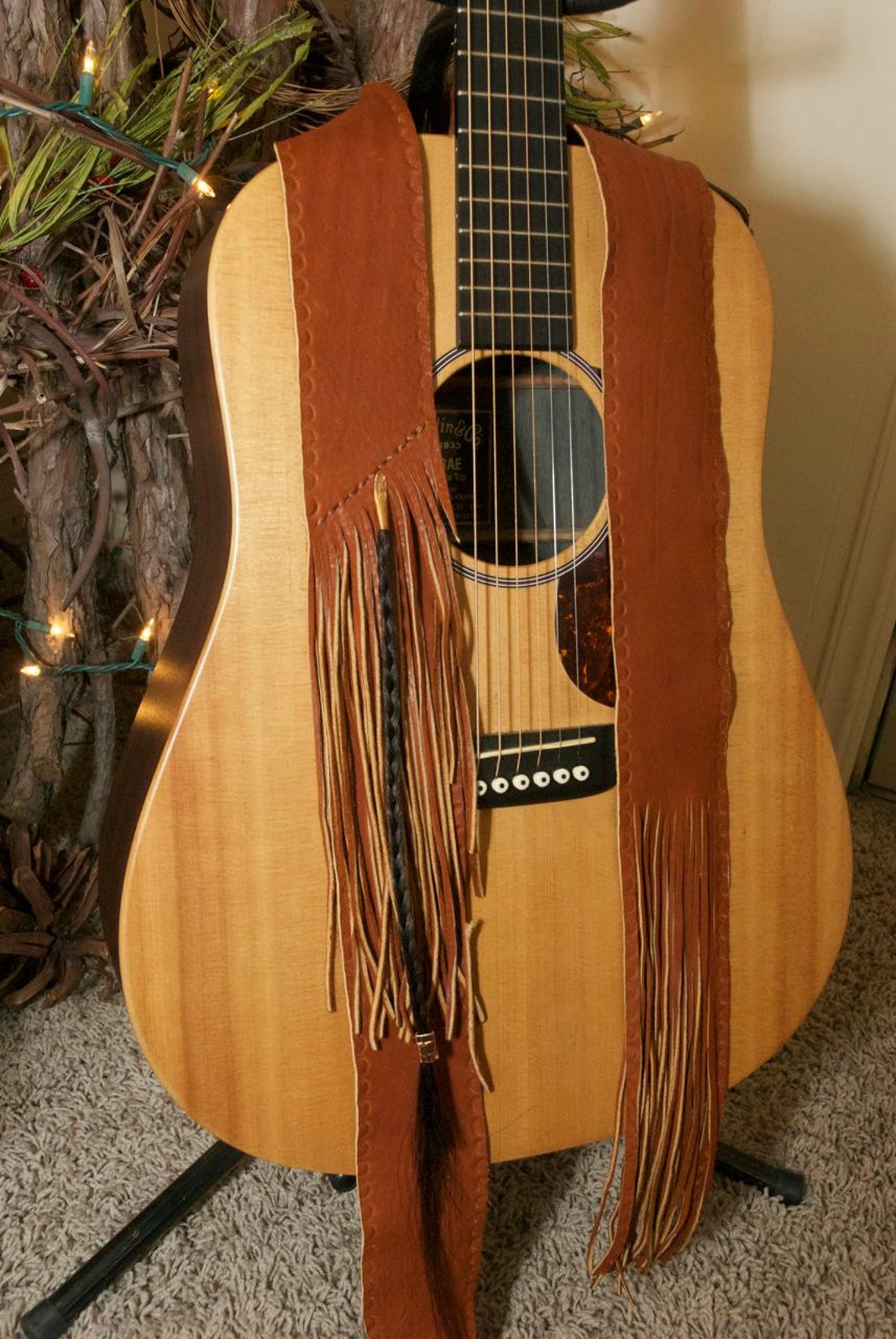Custom Guitar Strap Leather Guitar Strap Fringed Guitar Etsy