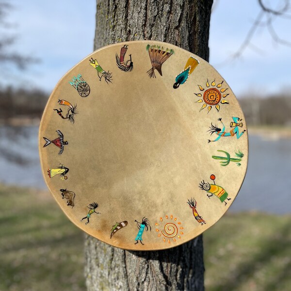 Kokopelli Drum, Ceremony Drum, Hand drum, Shamanic Drum, Drum Circle Drum, Happy Drum