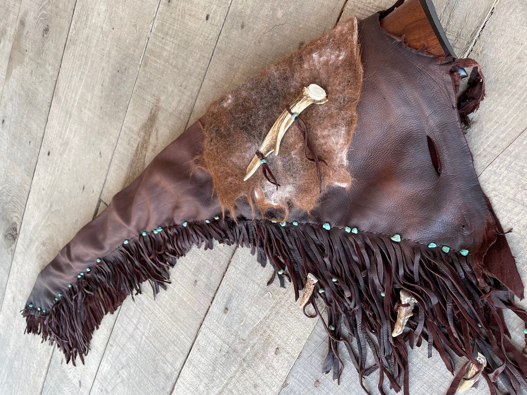 Leather Gun Case Fringed Leather Gun Case Native American Etsy