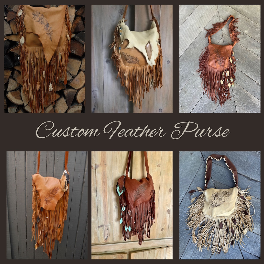 Custom Feather Purse, Custom Personalized Purse, Custom Leather 