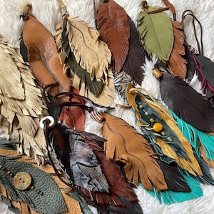 Leather Feathers, Custom Leather feathers, Purse feathers, Christmas ornaments, Purse charms