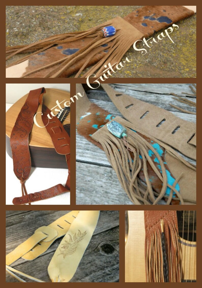 Custom Guitar Strap Leather Guitar Strap Fringed Guitar Etsy