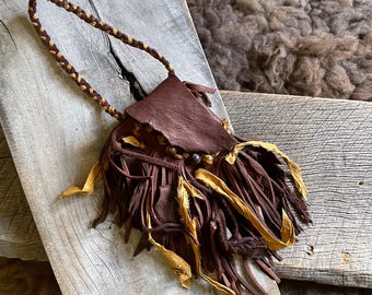 Large medicine bag, leather medicine bag, leather pouch, offering bag