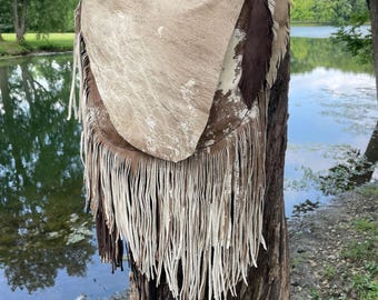 Cowgirl purse, fringe leather purse, OOAK leather fringe bag, bohemian bag, hippie purse