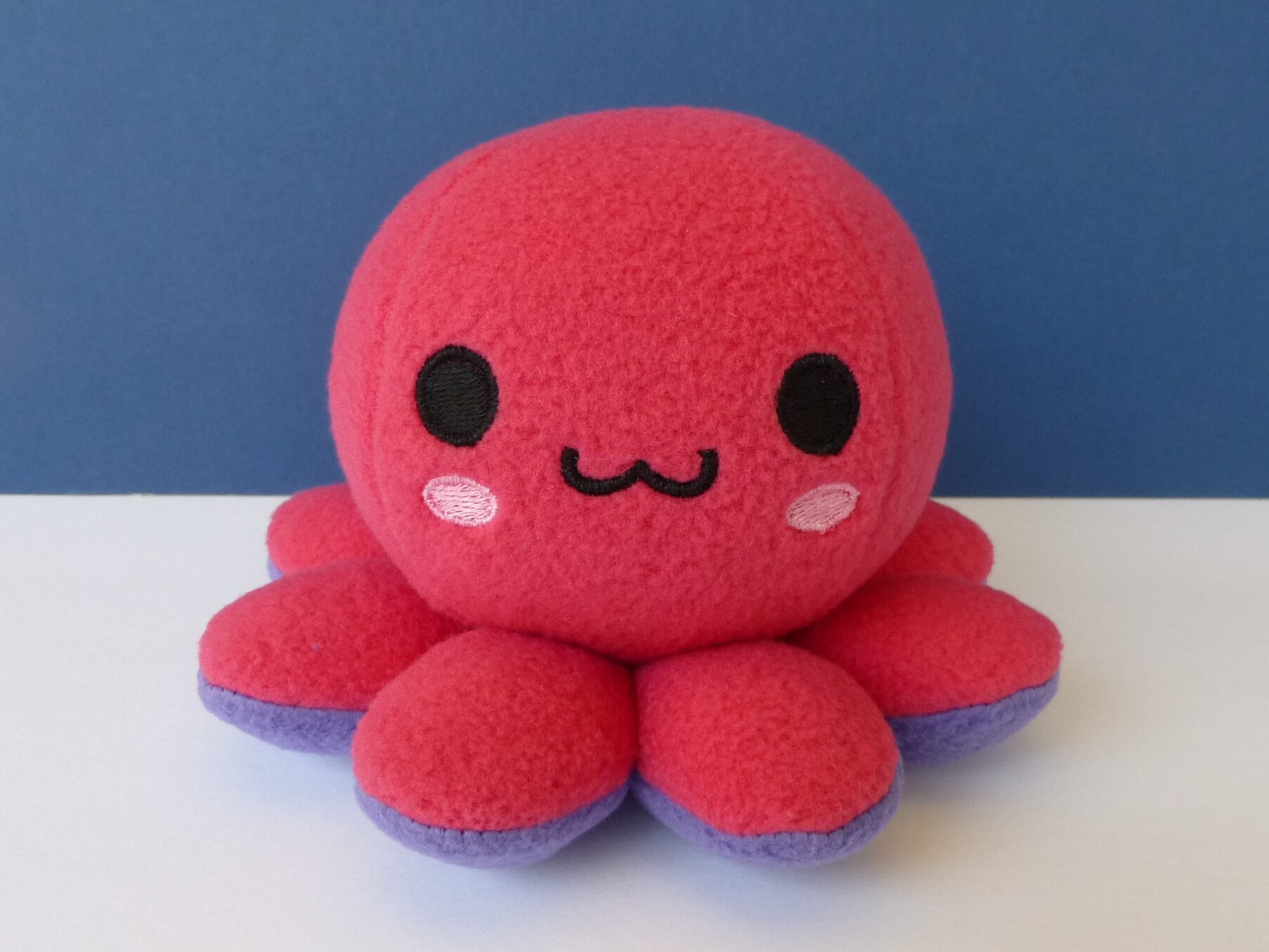 Mini Kawaii Octopus Dark Reddish Pink Light Purple