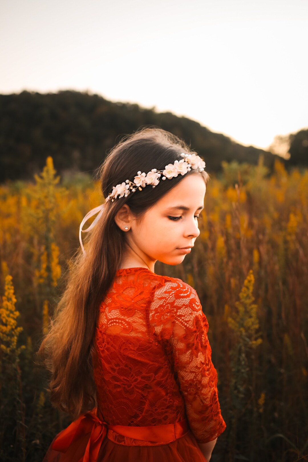 Handcrafted Blush Pink Cherry Blossom Flower Girl Crown Pearl Etsy