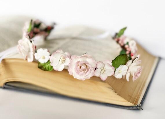 Handcrafted Blush Pink and White Wedding Hair, Small Bridal  display picture 3
