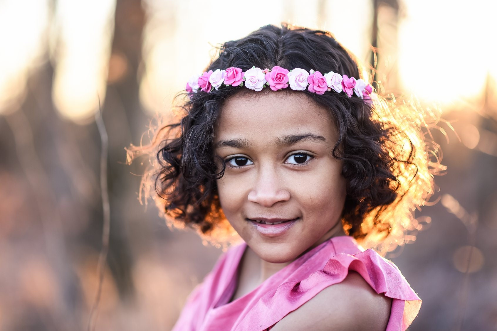 Handcrafted Small Pink Rose Flower Crown
