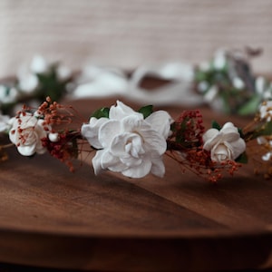 Handcrafted Rainbow Dried Florals with White Roses Flower Crown, Boho Bridal Headband, Pride Hair Accessory, Fairy Garland
