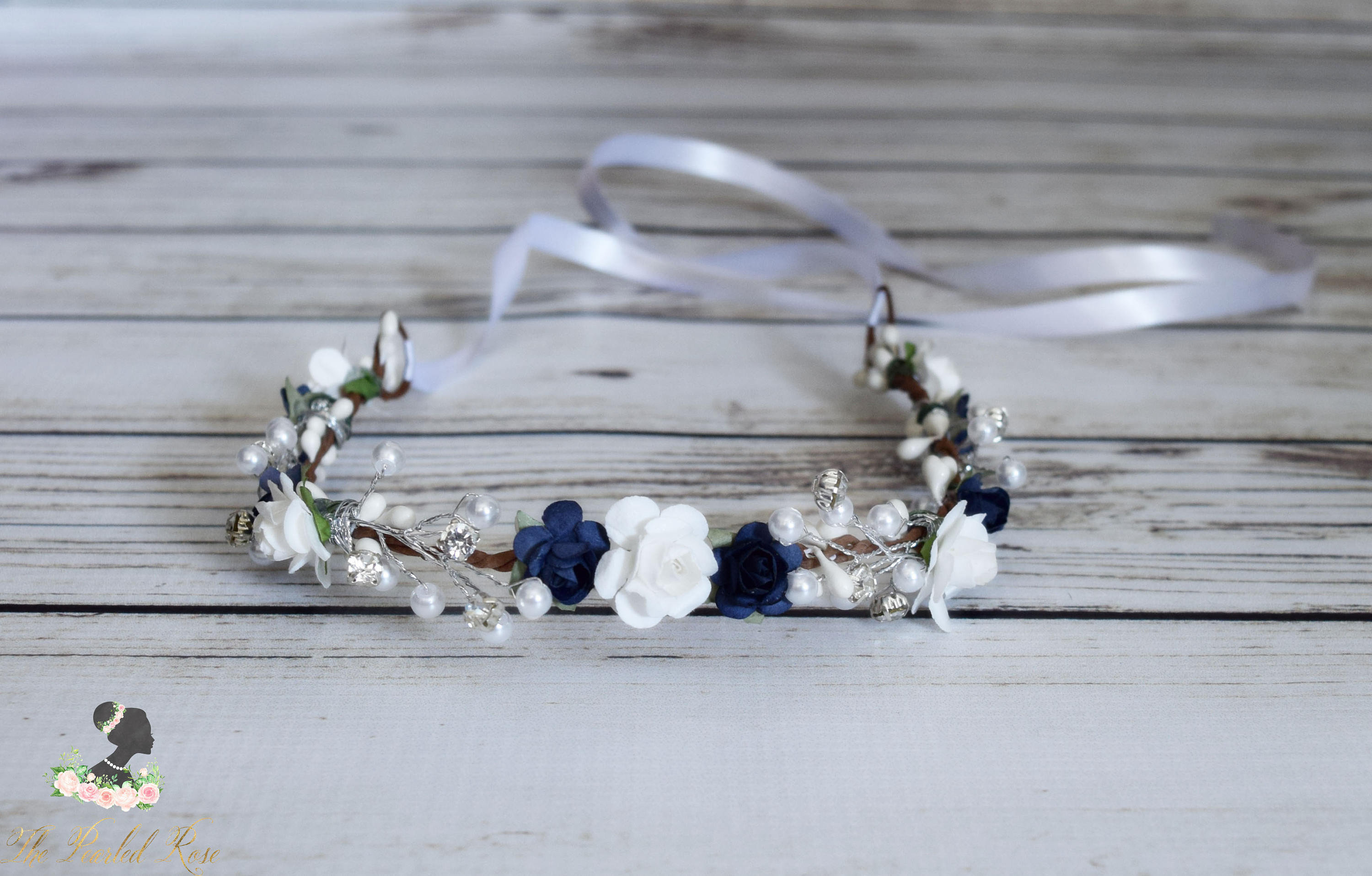 Pearl Blue Headpiece Flower Girl - Etsy display picture 2