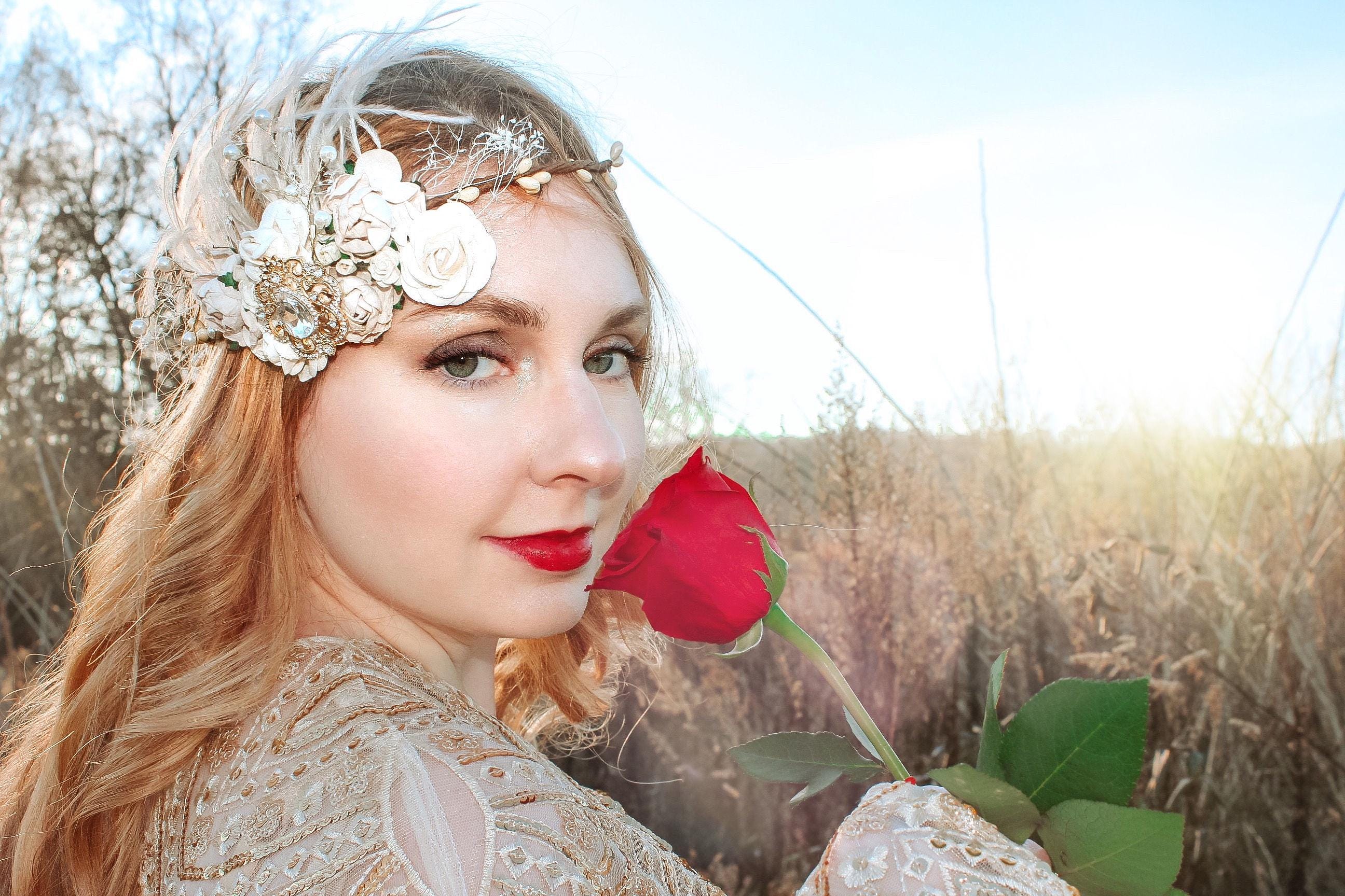 The Vintage Champagne Gold Goddess Flower Crown