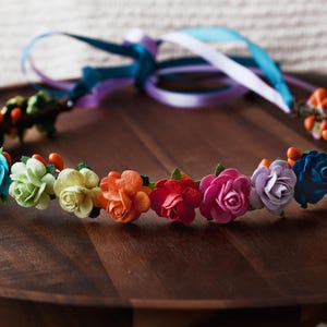 Handcrafted PRIDE Rainbow Flower Crown, Pride Hair, Adult Headband, Bright Rainbow Headpiece, LGBTQ Festival Fashion, Rainbow Baby Maternity