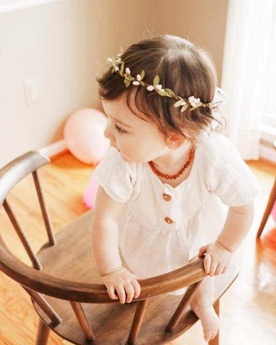 Handcrafted Simple Wedding Hair White Green Flower Crown Etsy