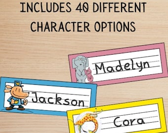 Digital Character Desk Name Tags - 40 Book Characters - Children’s Storybook Classroom - Library Decor - Student Names - Printable Desk Spot