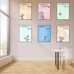 Digital Character Affirmations - 11X17 POSTER SIZE 40 Book Characters - Library Decor - Classroom Posters - Printable Signs
