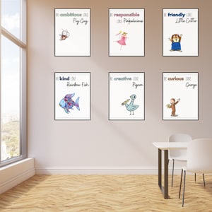 Digitale Charakter Affirmationen - 40 Buch Charaktere - Kinder Märchenbuch Klassenzimmer - Bibliothek Dekor - Klassenzimmer Poster - druckbare Schilder