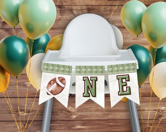 Football First Birthday High Chair Banner - Digital Purchase - First Year Down Birthday - 1st Birthday Decorations 1 - Football Theme - D