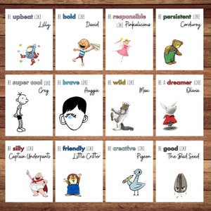 Digitale Charakter Affirmationen - 40 Buch Charaktere - Kinder Märchenbuch Klassenzimmer - Bibliothek Dekor - Klassenzimmer Poster - Druckbare Schilder