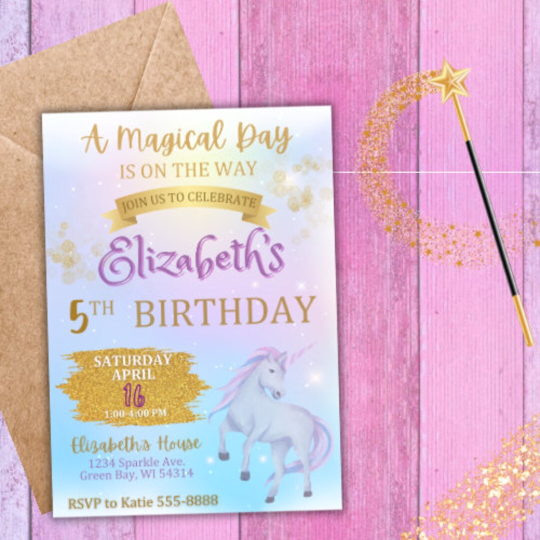 Editable Unicorn Birthday Invitation - Digital Invite - Unicorn ...