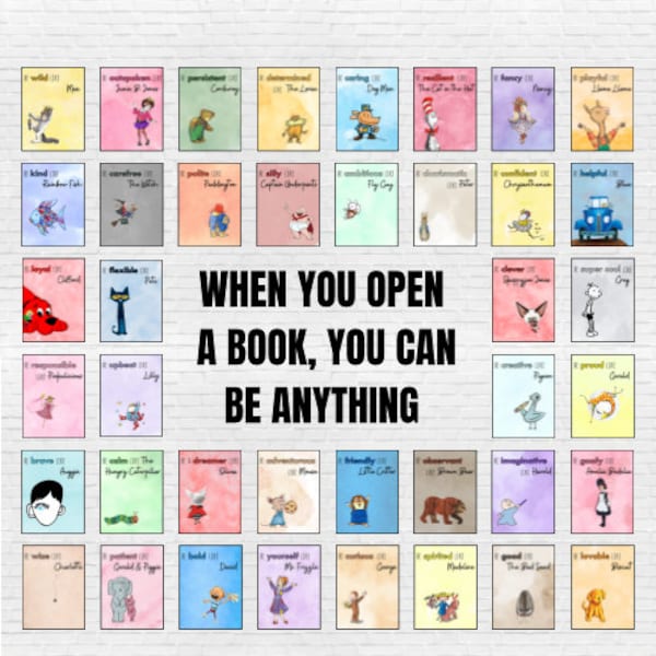 Digital Character Affirmations - 40 Book Characters - Children’s Storybook Classroom - Library Decor - Classroom Posters - Printable Signs