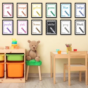 Color Posters for Classroom- Colors - Digital Download - Classroom Decoration - Printable Signs - Kindergartner Wall Decor - Crayons