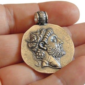 Ancient Coin Philip V. King of Macedon Tetradrachm 925 Large Artisanal Copy Pendant Medal Medallion Sterling Silver Jewelry Birthday Gift