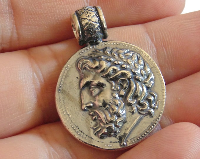 Ancient Coin Philip V. King of Macedon Tetradrachm Pendant Medal Medallion 925 Artisanal Copy Solid Sterling Silver Jewelry Birthday Gift