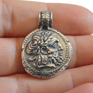 Sterling Silver Philip V Ancient Coin Pendant: Artisan Replica
