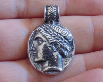 Sterling Silver Apollo Coin Pendant: Ancient Thrace Tetradrachm Copy