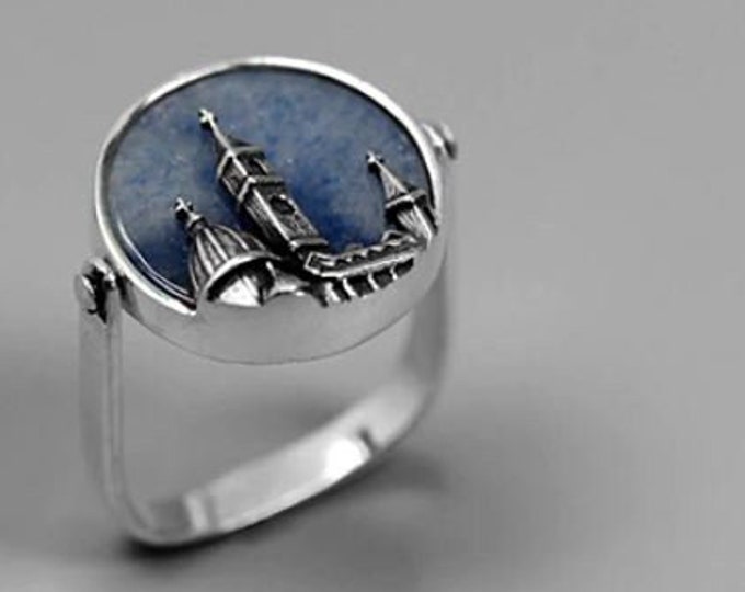 925 Sterling Silver Ring Moveable 2 Sides Religious Vatican City Churches / Cross Sz 6.5 Catholic Jewelry Birthday Gift For Her Gift For Him