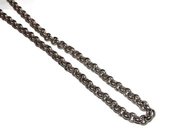 925 Vintage Estate Mens Rocker Biker Sterling Silver Solid Rolo Links Chain Necklace 20" Statement Jewelry Jewellery Gift For Him Argent
