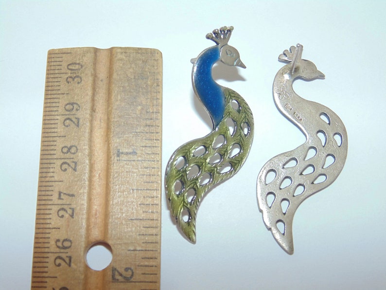 925 Sold Separately Sterling Silver Earrings Vintage Estate Artisan Filigree Peacock Alice Wonderland Pierced Jewelry Gift For Her Argent