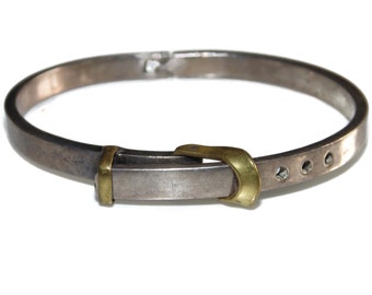 Vintage Sterling Silver Belt Buckle Bangle - Mexico .925 Jewelry