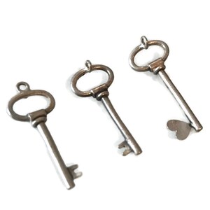 Sterling Silver Key Pendant: Artisan Made Charm, .925 Jewelry (Sold Separately)