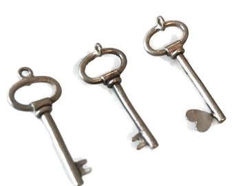 Sterling Silver Key Pendant: Artisan Made Charm, .925 Jewelry (Sold Separately)