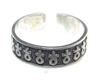 Vintage Sterling Silver Toe Ring: Venus Symbol, Adjustable Size 4.5