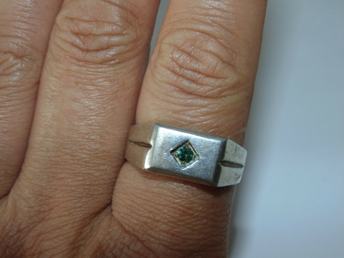 925 Men's Sterling Silver Vintage Blue Stone Etsy