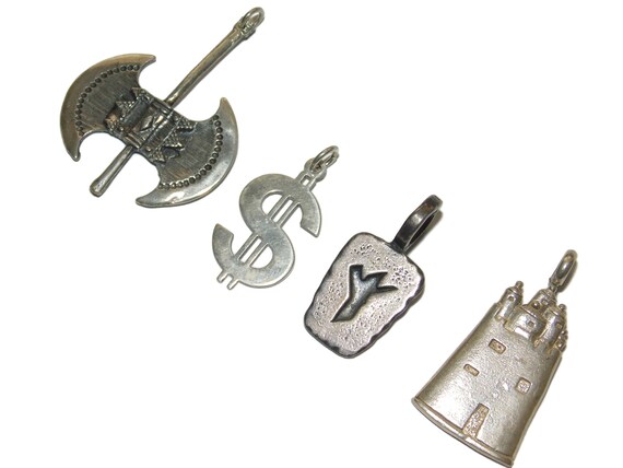 Vintage .925 Sterling Silver Pendants: Rocker Bik… - image 2