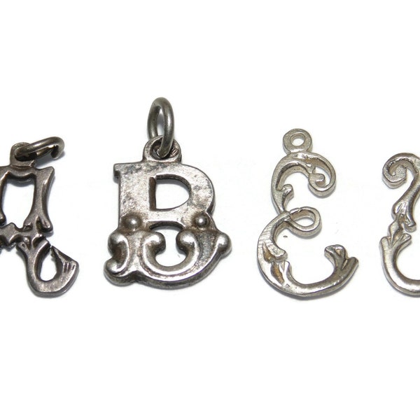 925 Sold Separately Vintage Estate Sterling Silver  Small Pendants Charms Monogram Letters A B E U Jewelry Jewellery Gift For Her Him Argent
