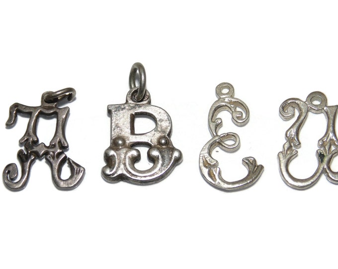 925 Sold Separately Vintage Estate Sterling Silver  Small Pendants Charms Monogram Letters A B E U Jewelry Jewellery Gift For Her Him Argent