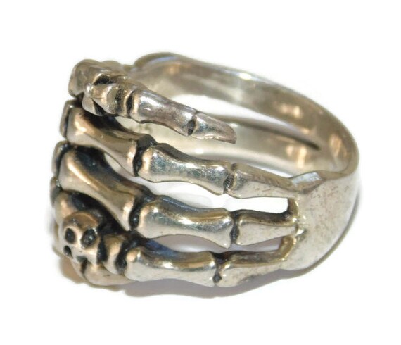 SALE 925 Men's Sterling Silver Ring Skull Artisan… - image 3