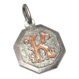 Estate Vintage Sterling Silver Charms Pequeños colgantes varias letras K  925 Craft Project
