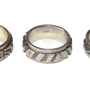 Vintage 925 Sterling Silver Men&#39;s Spinner Ring: Rocker Biker Band