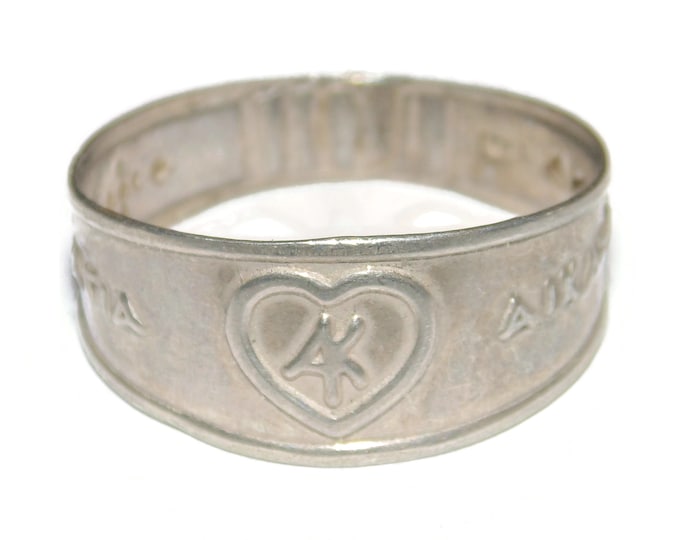 925 Vintage Estate Sterling Silver Greek Saint Katherine Agia A Katepina Katerina Heart Ring US Size 10.5 Jewelry Jewellery Gift For Her Him