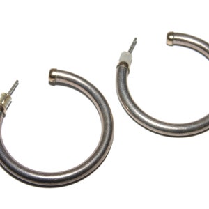 Vintage Sterling Silver Hoop Earrings: Medium Tube Boho Jewelry